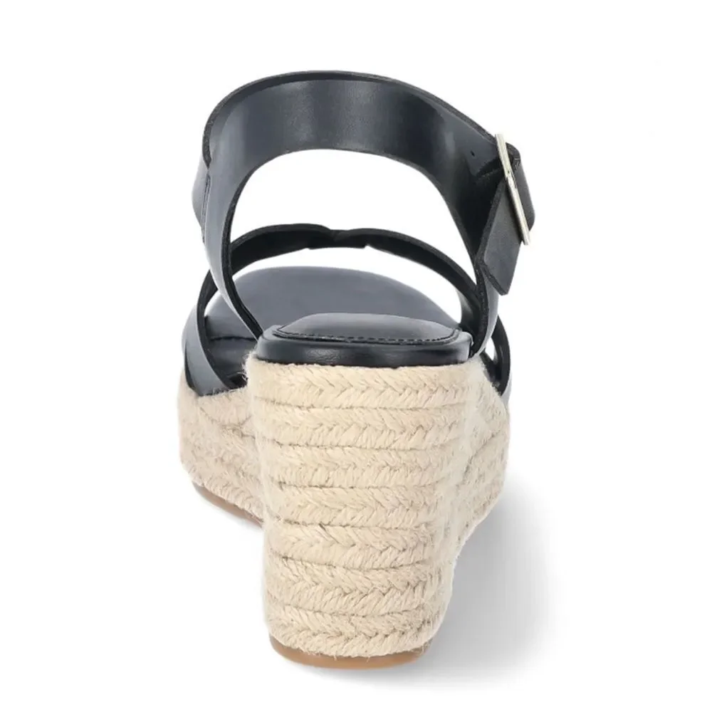 Women's Black Espadrille Wedge Sandals Shoes Size 10